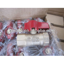 natural copper gas cock valves with thread ends red butterfly handle CSA UL